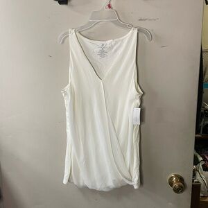 NY&C sleeveless, sheer crossover, v neck size medium blouse